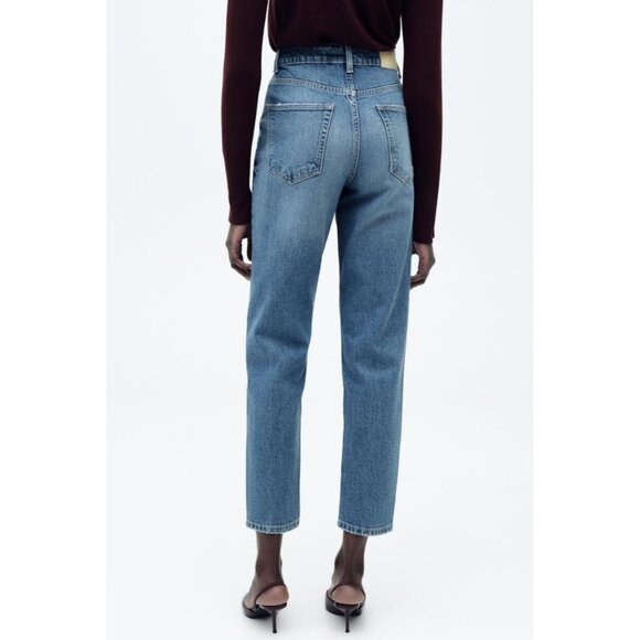 ZARA Light Medium Wash Denim High Rise Ankle Mom Jeans, Size 8/30 - Picture 4 of 12